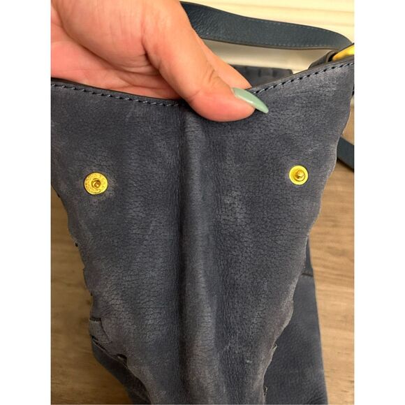 NWOT Nanette Lepore Santa Ana Leather Shoulder Bag Denim Blue Minimalist Quiet l - Picture 10 of 12